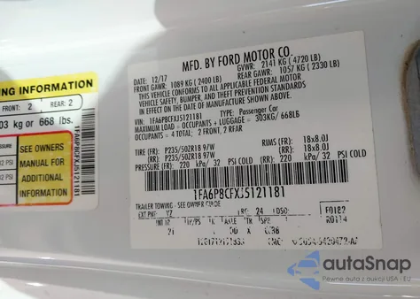 2018 Ford Mustang Gt z USA, uszkodzony, nr VIN 1FA6P8CFXJ5121181